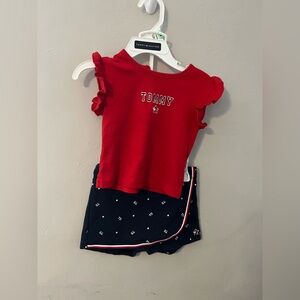 Tommy Hilfiger Red Top and Navy Blue Shorts Set